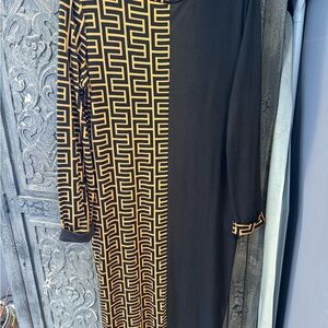 Elegant Black and Gold Geometric Dress